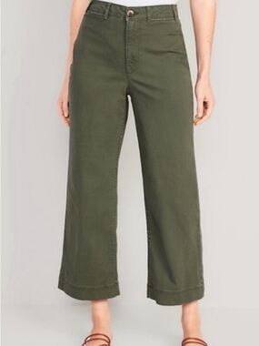 Old Navy Olive Cropped Wide-Leg Pants